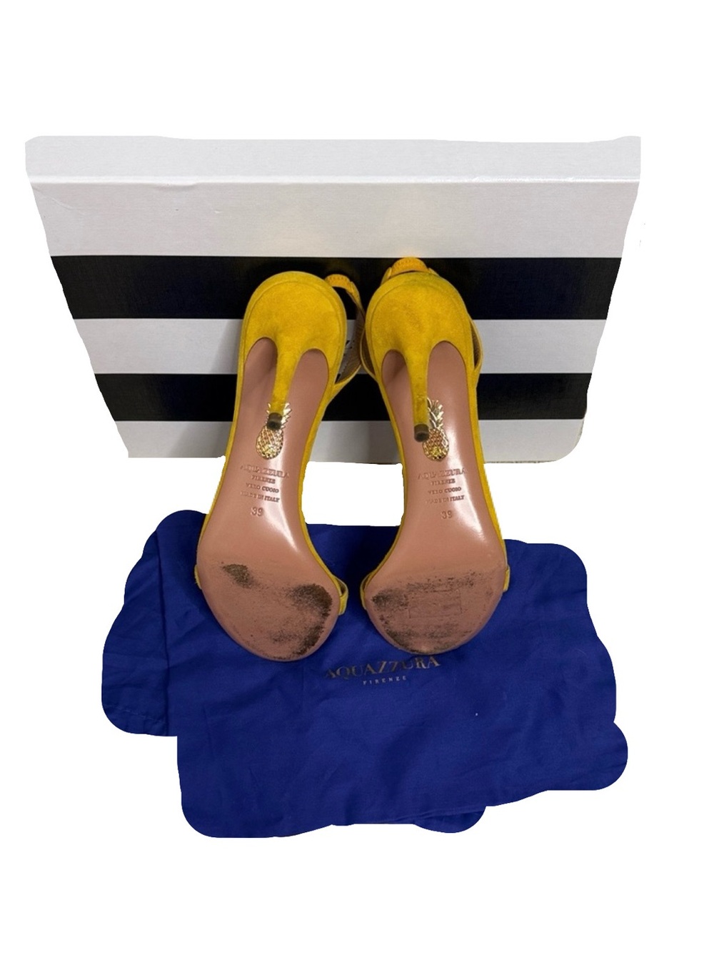 Aquazzura So Nude 85 Yellow Suede Stiletto Sandal 39 - Picture 8 of 8